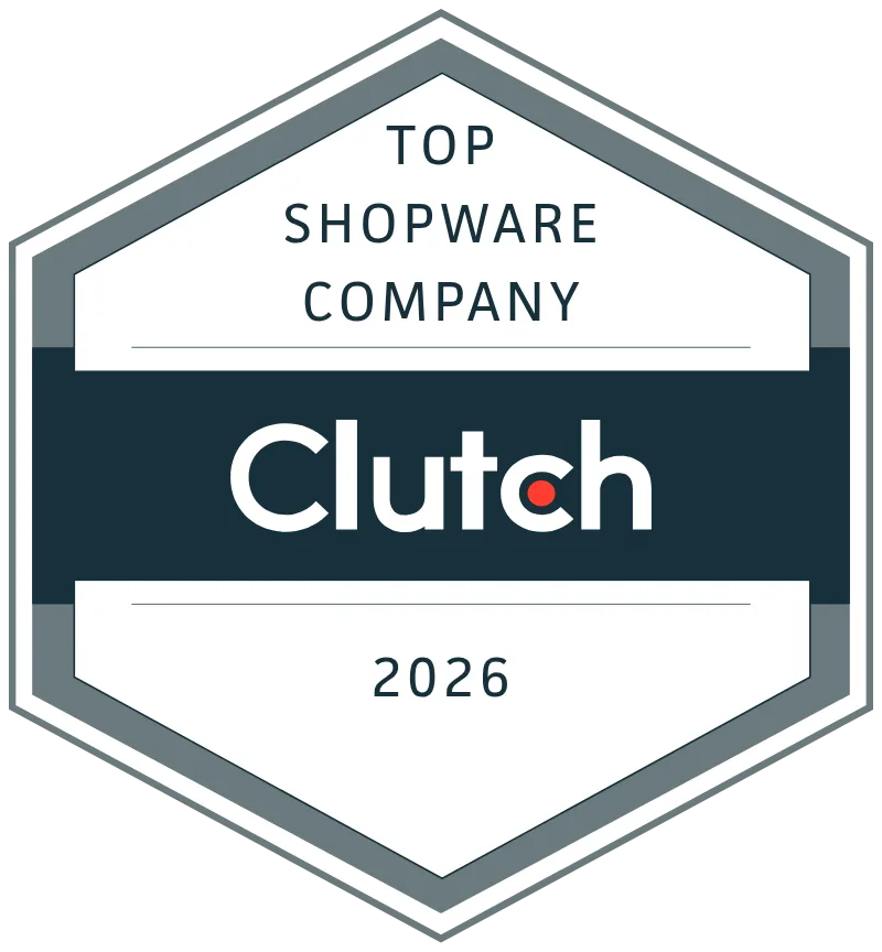 Clutch 2026 Top Shopware Company award badge
