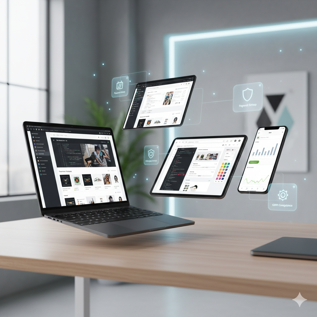 Custom Shopify theme and development illustration