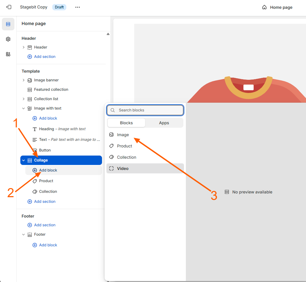 Add blocks Shopify