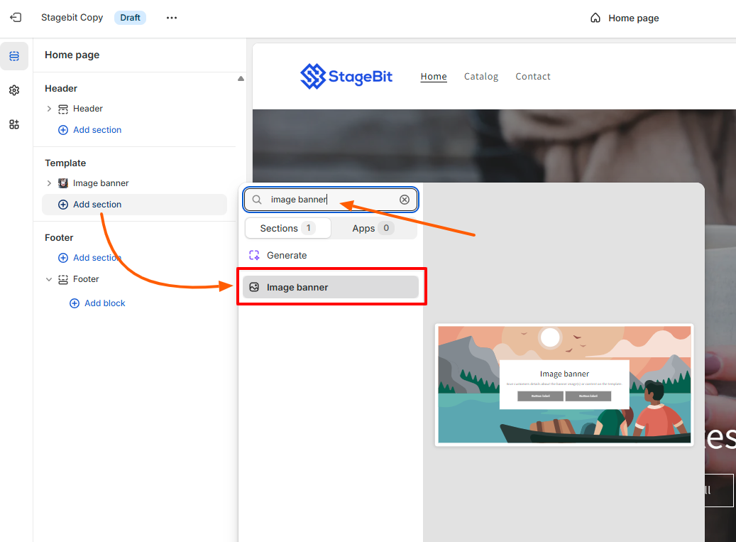 Adding the banner section to home page