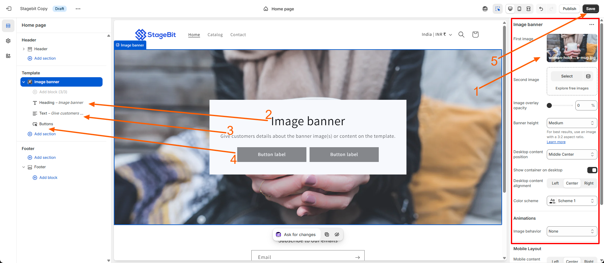 Adding the banner section to home page