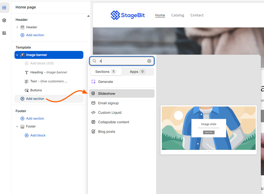 Adding the slideshow section to home page