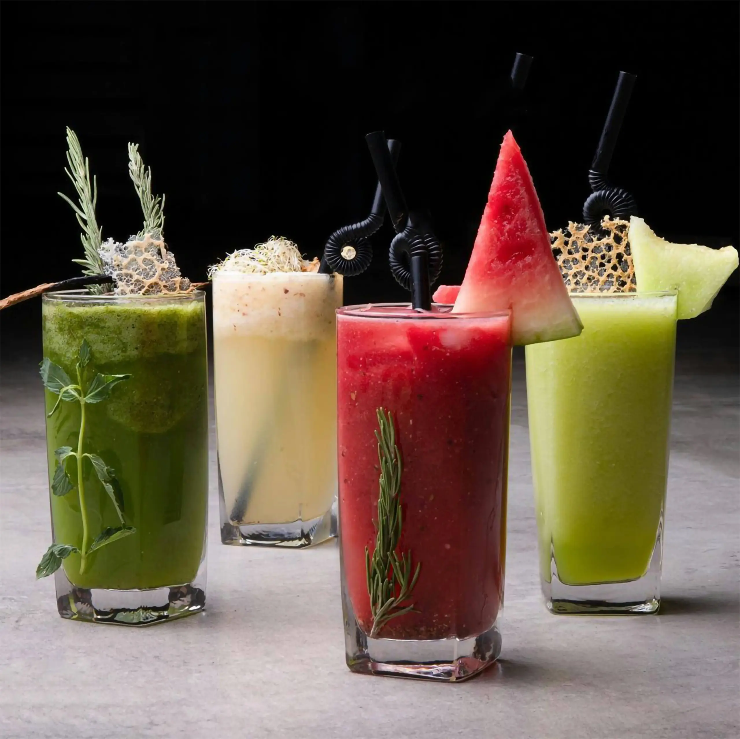 Assorted food and beverages on table
