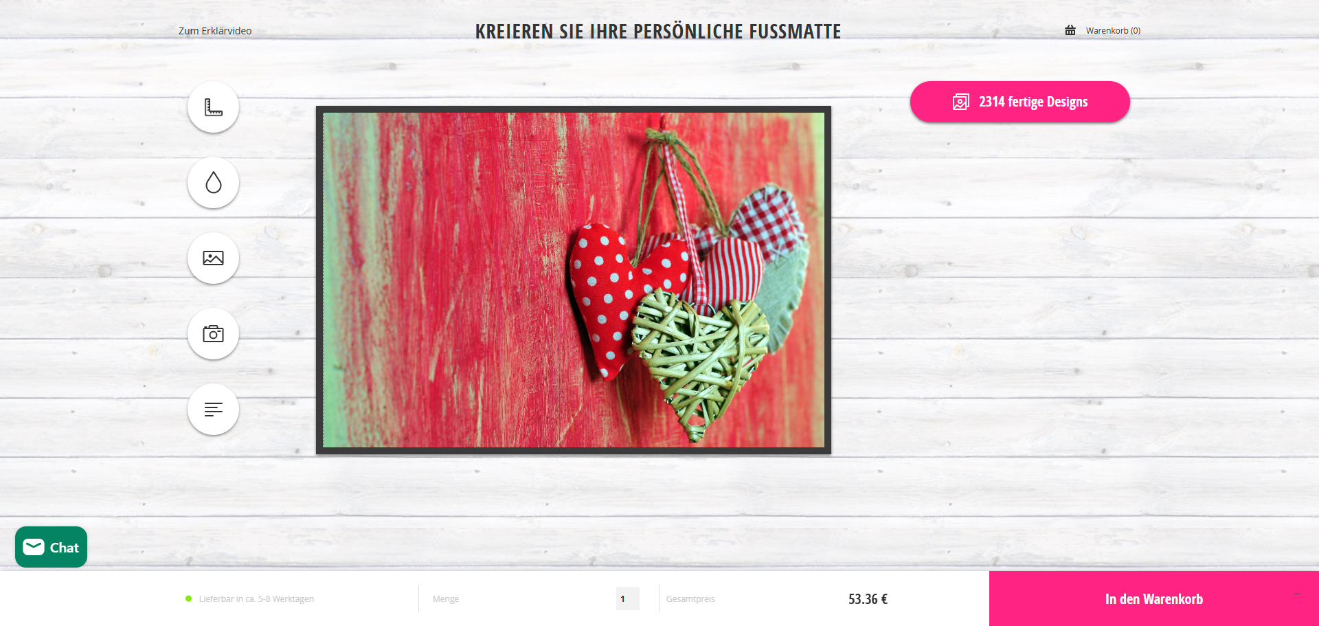 Shopify custom mat personalization interface