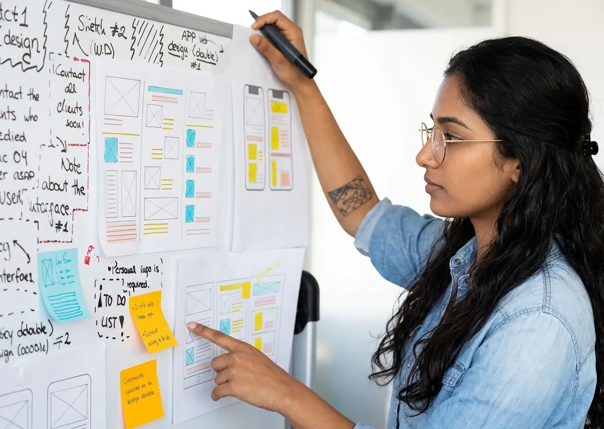 UI UX design process including research wireframes prototyping and usability testing