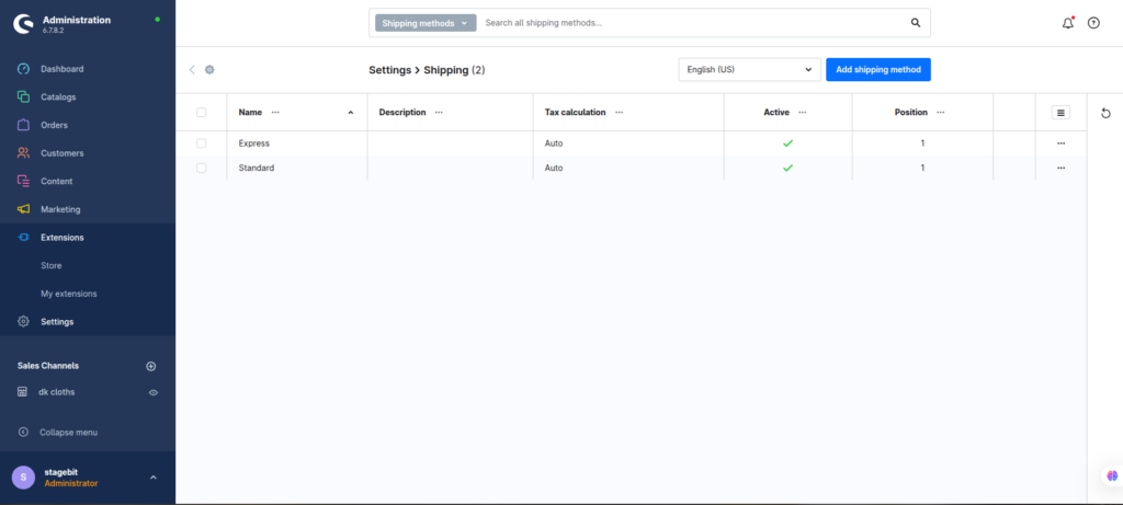 Create shipping methods