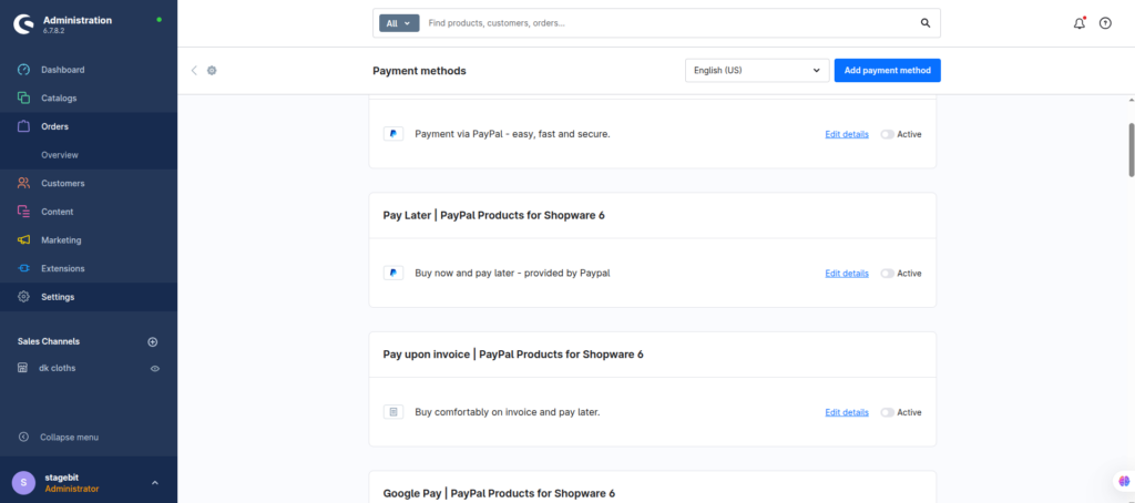 payment method